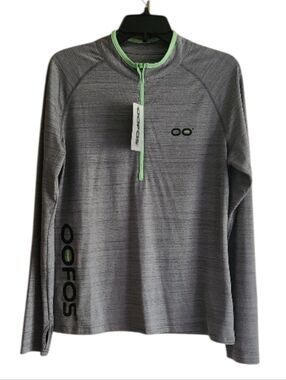 NWT OOFOS Gray & Lime Half-Zip Pullover
